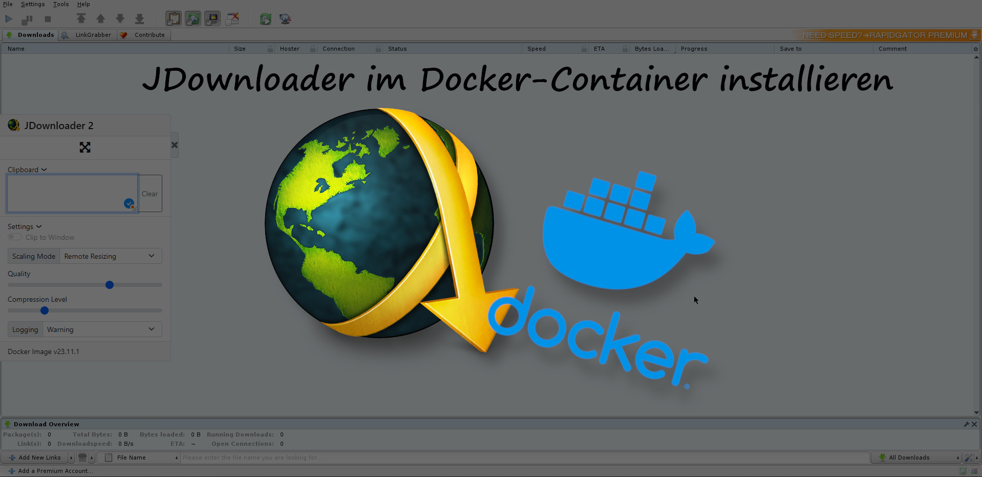 JDownloader 2 im Docker-Container installieren und perfekt nutzen